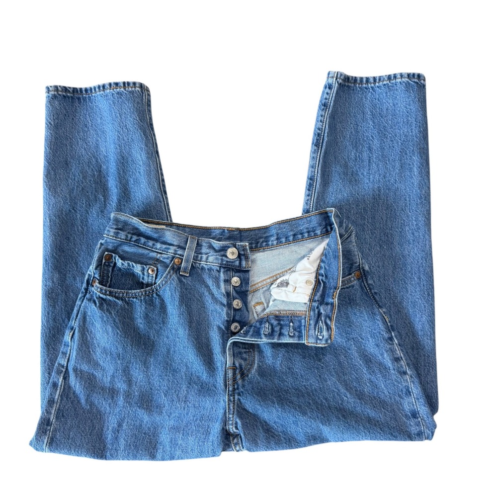 Levi's 501 Button Fly Jeans Women's 28 Ankle Length Medium Wash